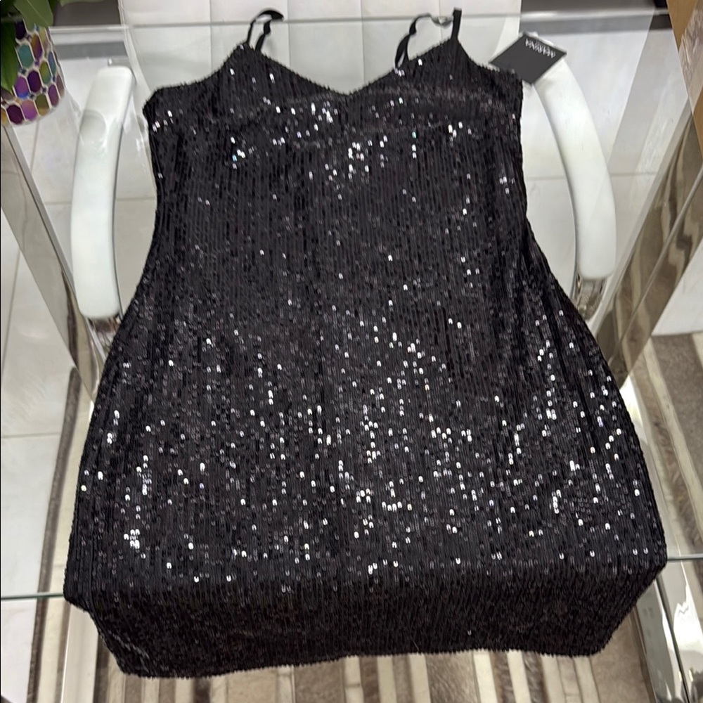 MARINA Black Sequin Sleeveless Camisole